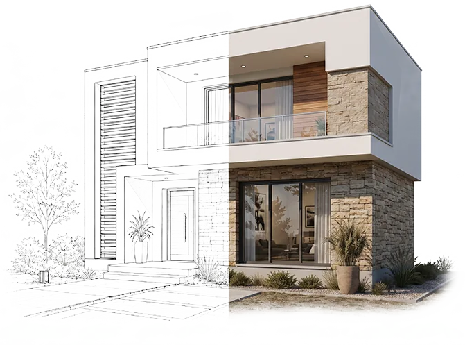 Villa projesinin teknik çizimden gerçek uygulamaya dönüşümü